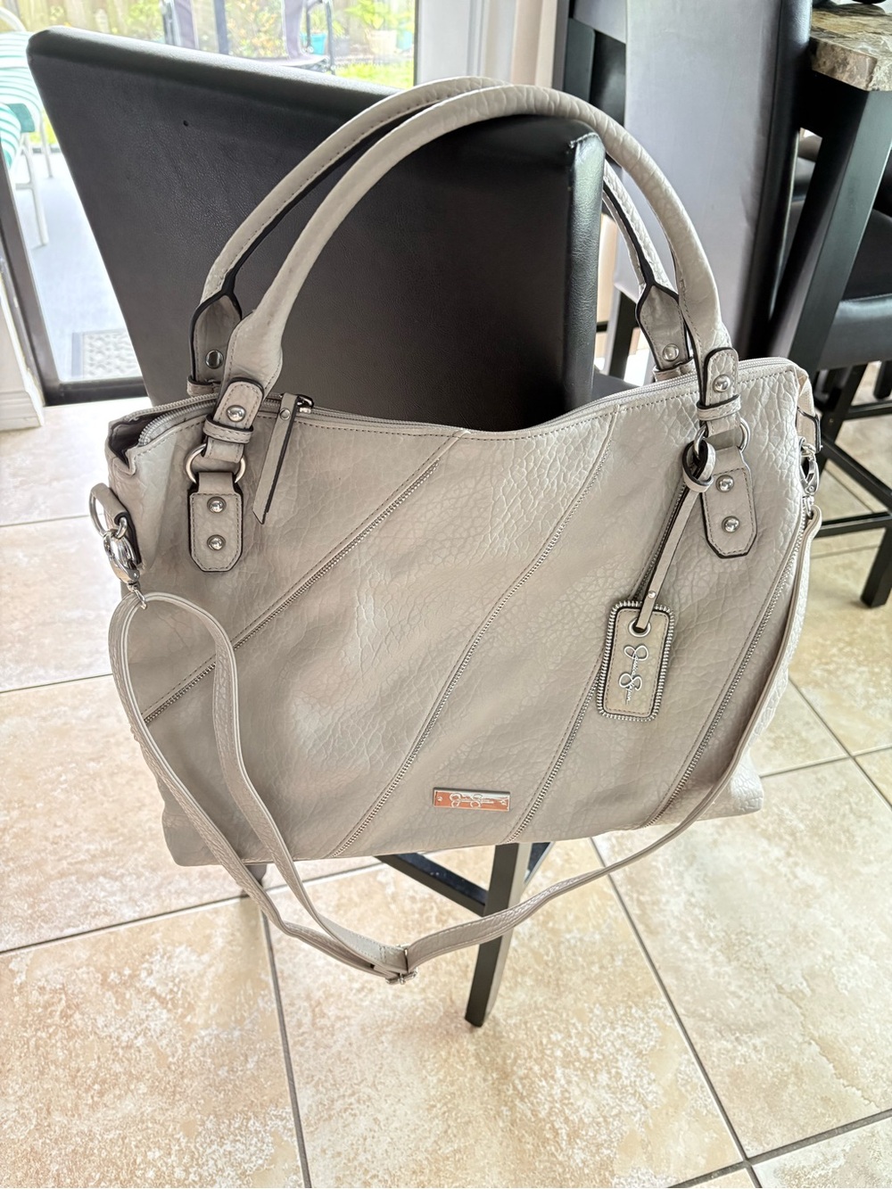 Jessica Simpson Light Gray Structured Shoulder Tote